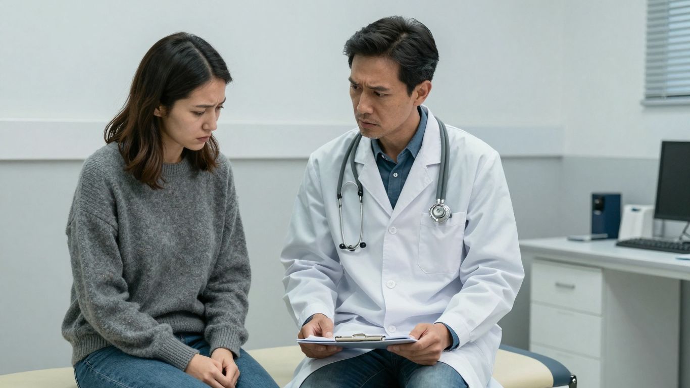 Medicul și pacientul discutând despre diagnostic.