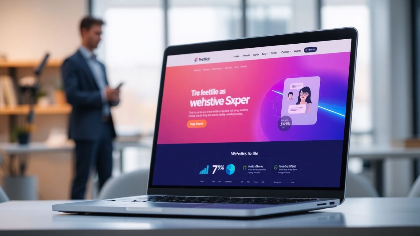 Professional website design on a laptop screen.