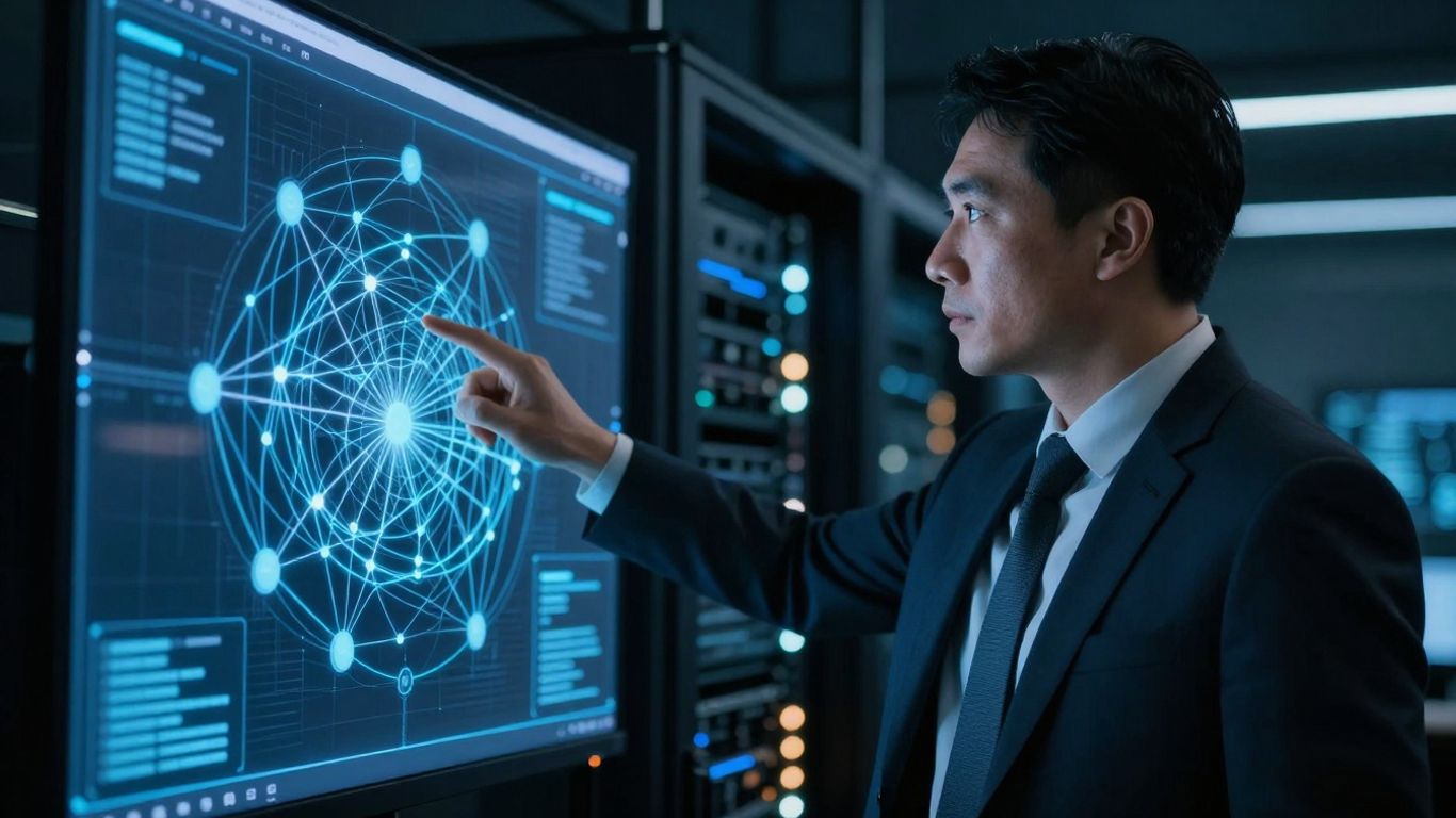 IT consultant examining network security vulnerabilities.