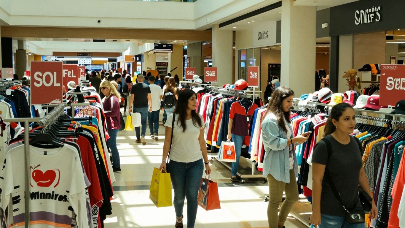 Shoppers enjoying sales at Grands Prés Mons.
