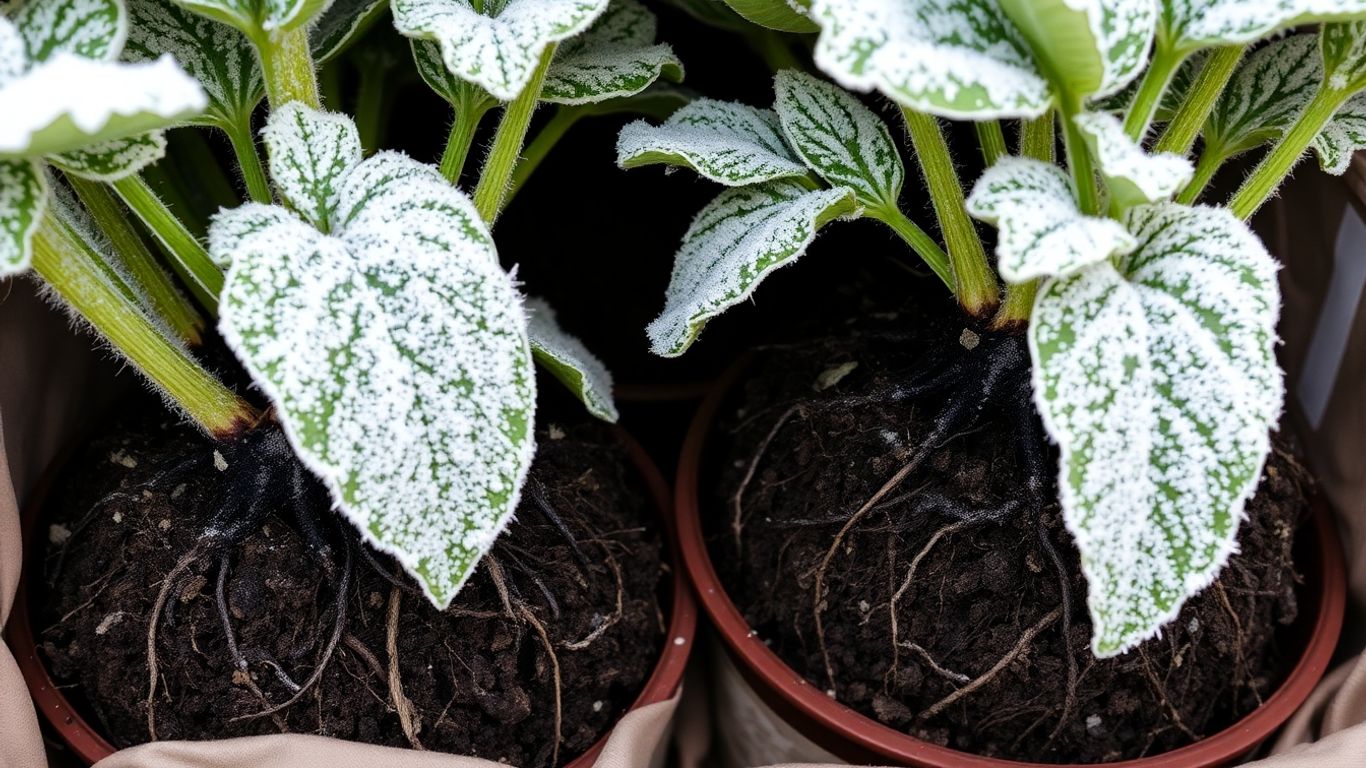 Pflanzen im Topf vor Frost geschützt