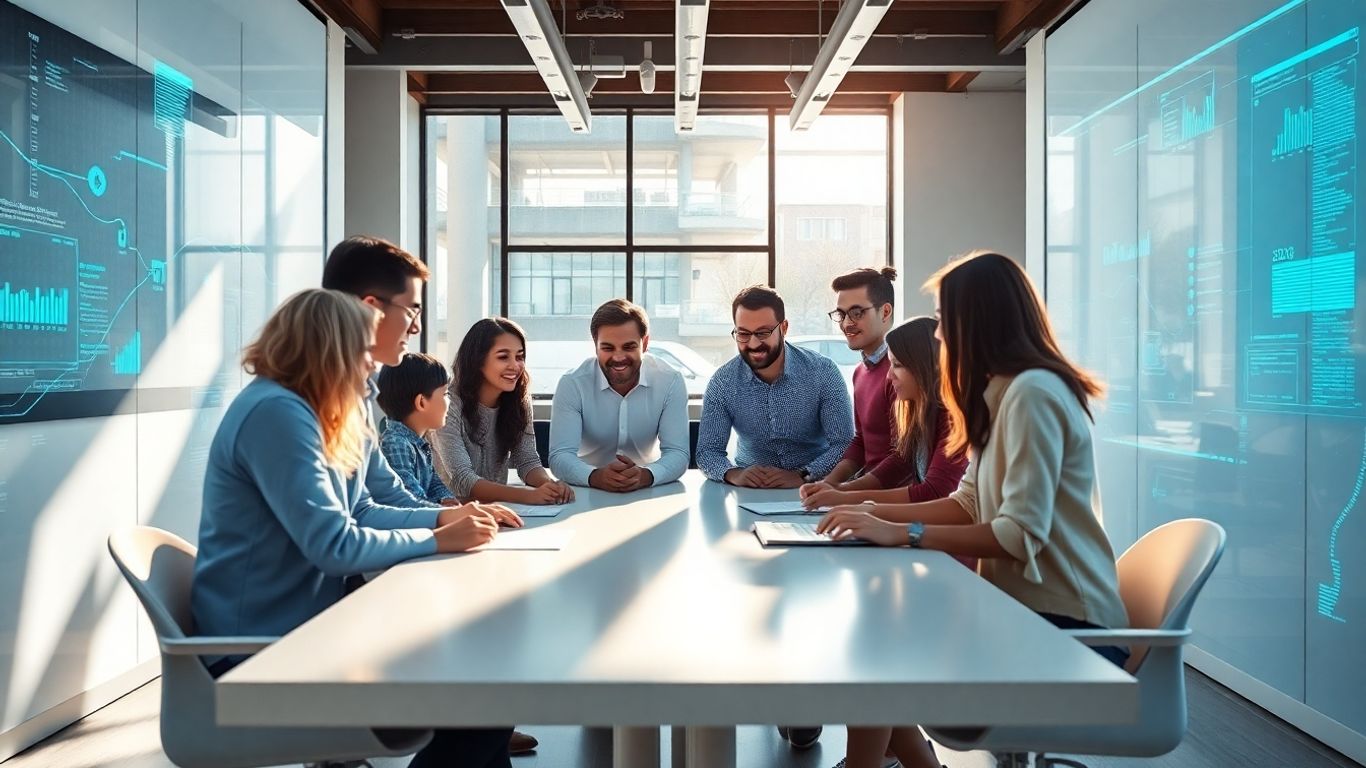 ทีมงานทำงานร่วมกันในสำนักงานที่ทันสมัย