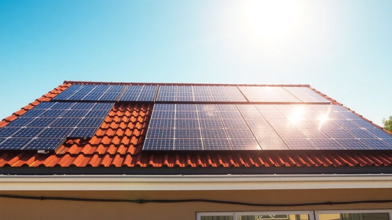 South African rooftop with 5kW solar panels and grid connection.