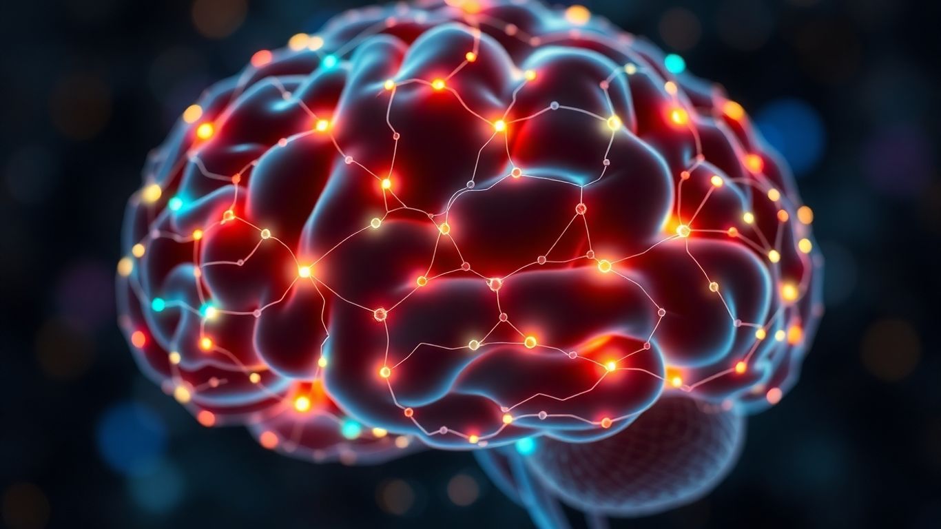 Abstract brain with glowing neural pathways
