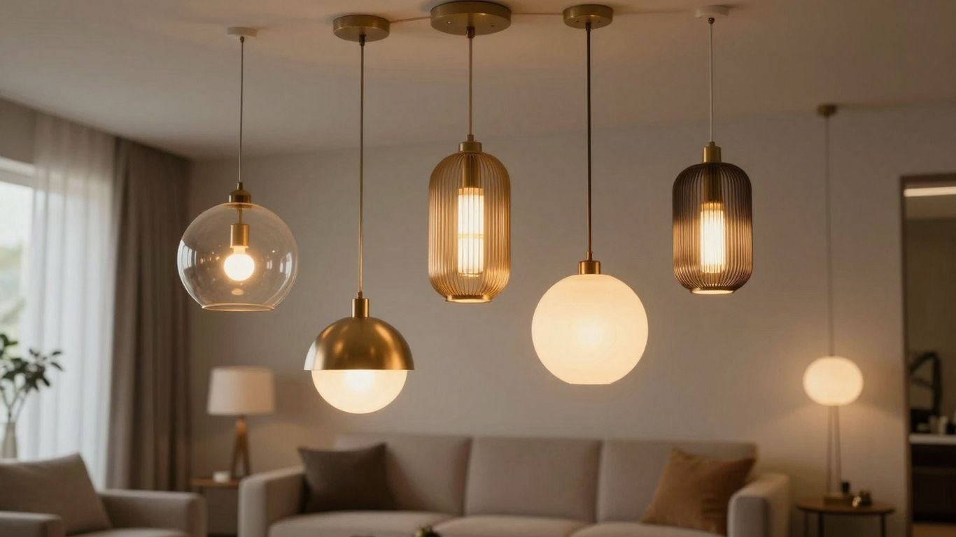 Elegant pendant lights in a modern living room.