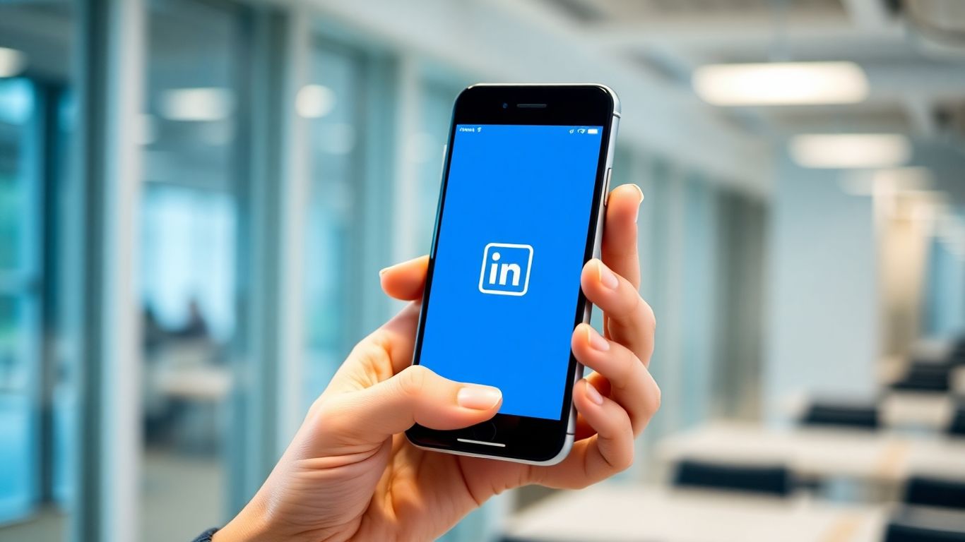 Icône LinkedIn et données personnelles sur un smartphone.