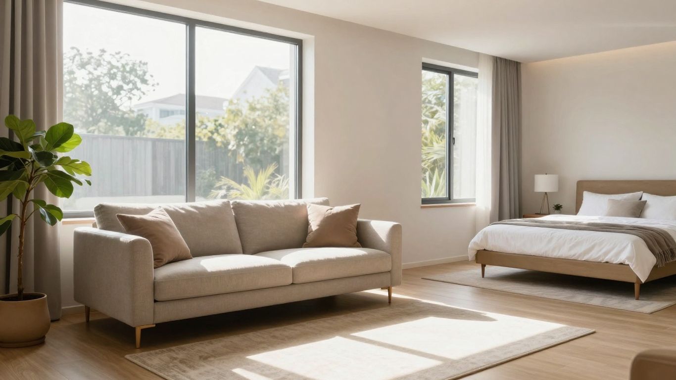 Professional Airbnb setup with modern decor and natural light.