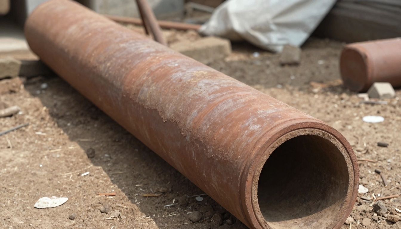 Sample installation of vitrified clay drainage channels in an older infrastructure site
