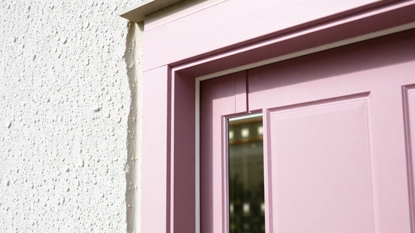 Close-up of a beautifully painted door and window.