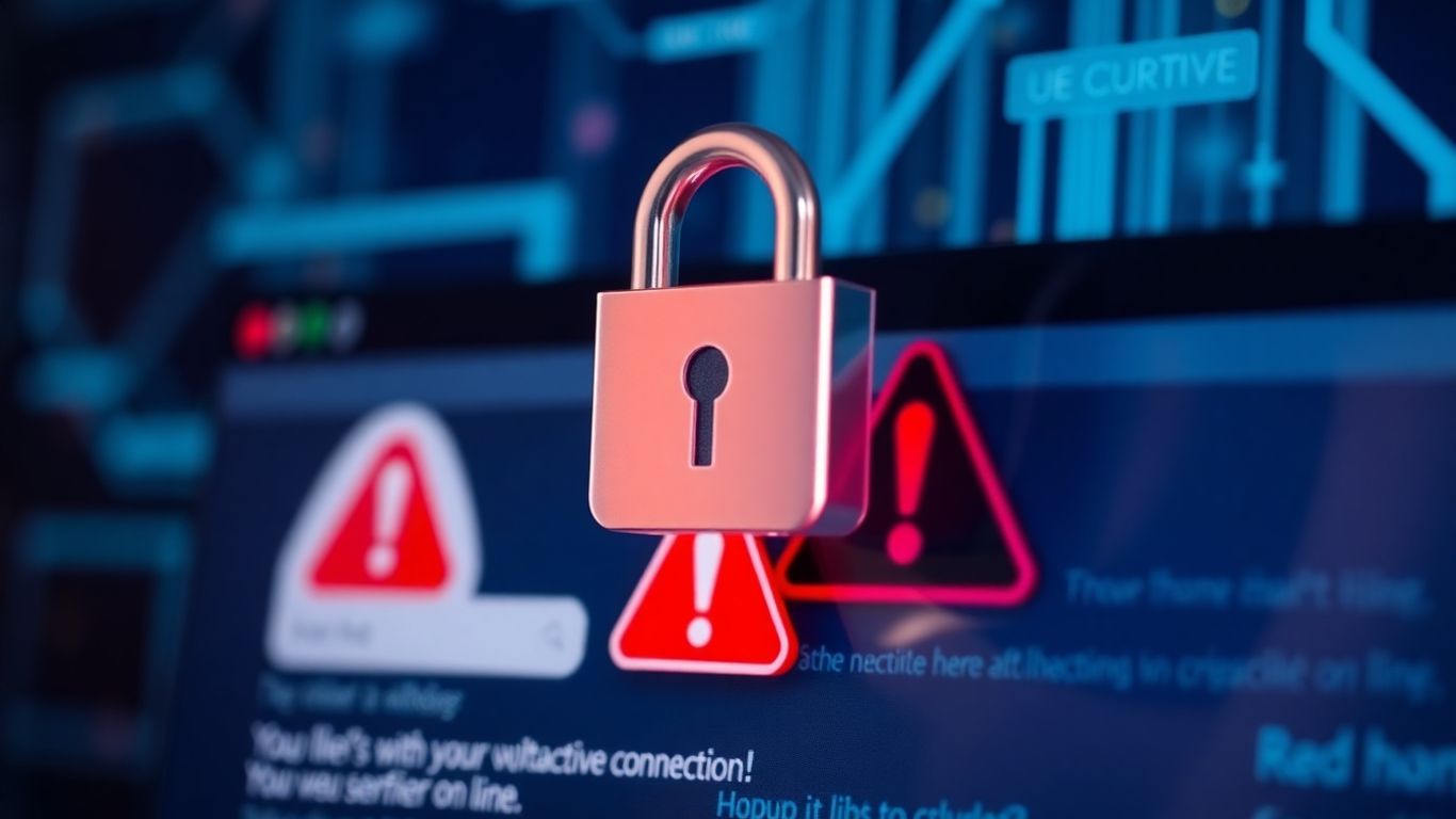 Cadenas et avertissement sur un site web