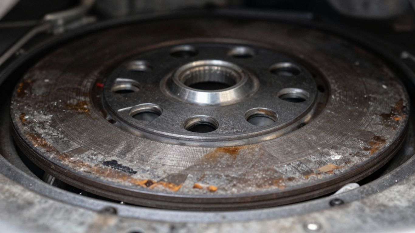 Worn Nissan clutch and flywheel parts