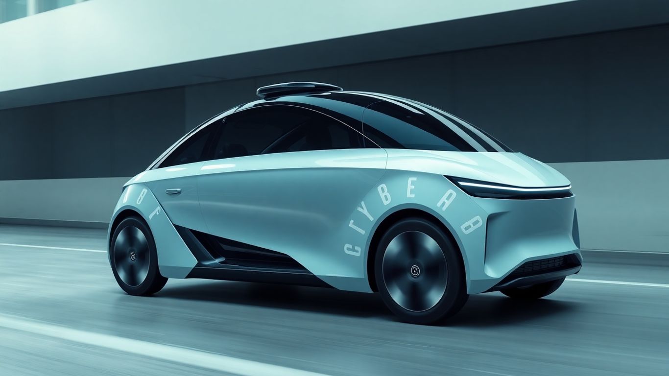 Futuristic Cybercab vehicle for autonomous driving