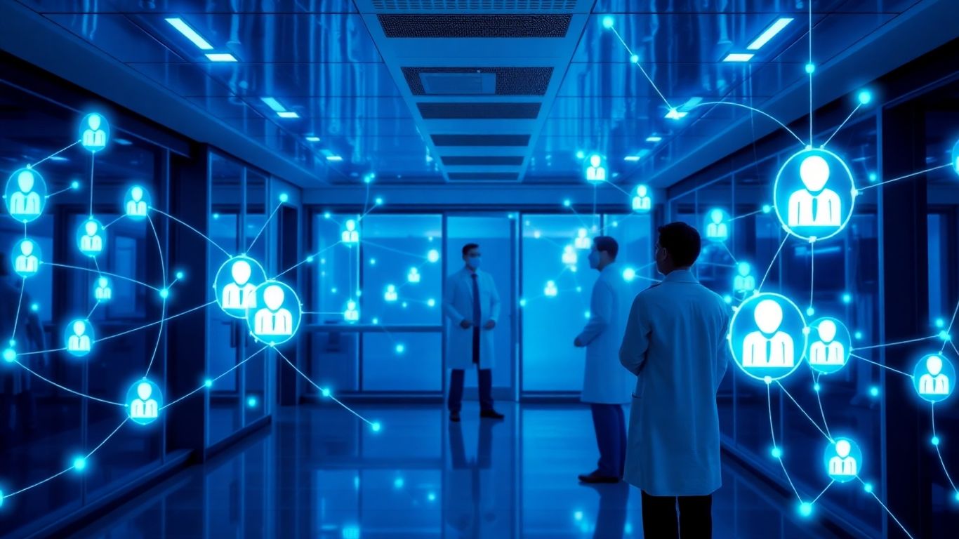 Blockchain technology in a modern healthcare setting.