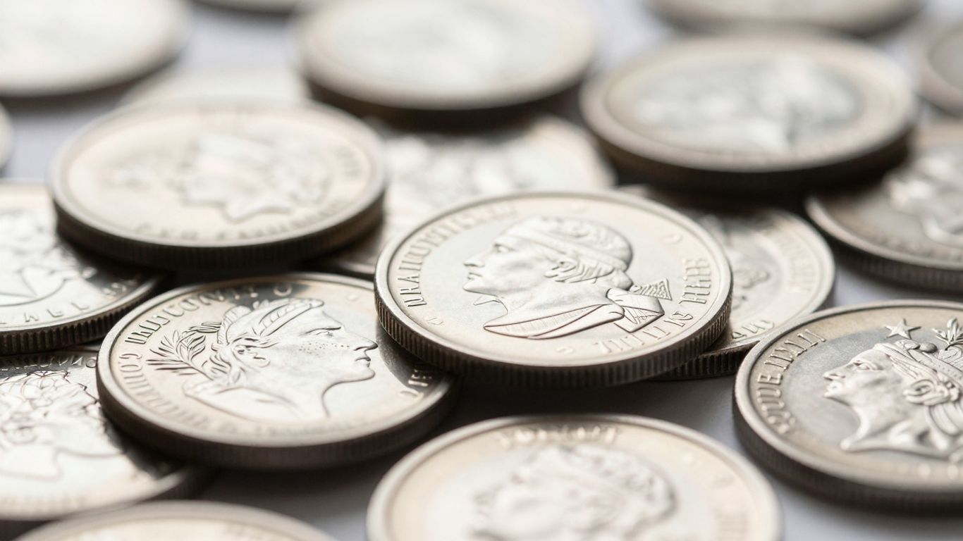 Stack of shiny silver bullion coins
