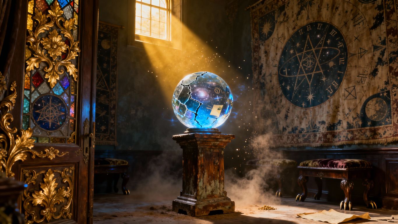 Ornate doorway leading into a mysterious, dimly lit room.