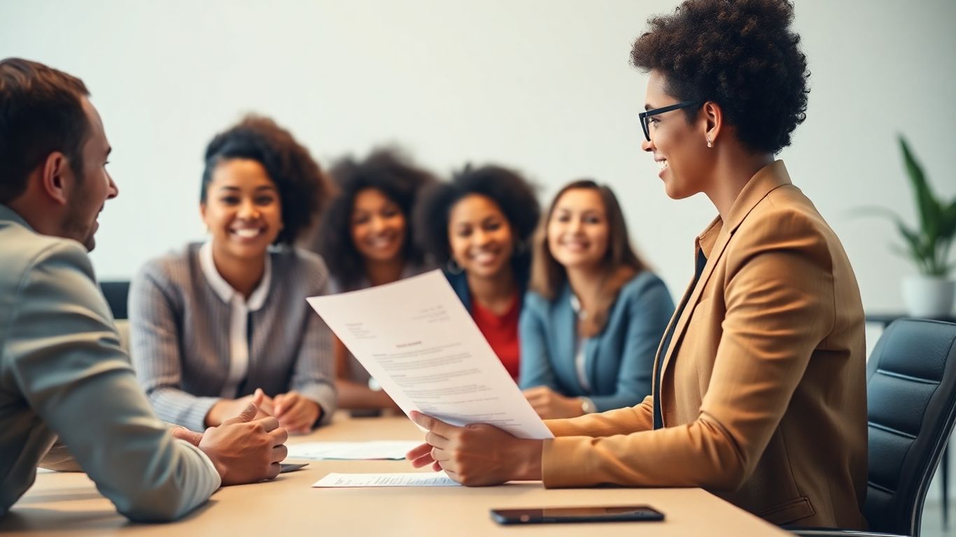 Pessoas em entrevista de emprego na Magazine Luiza.