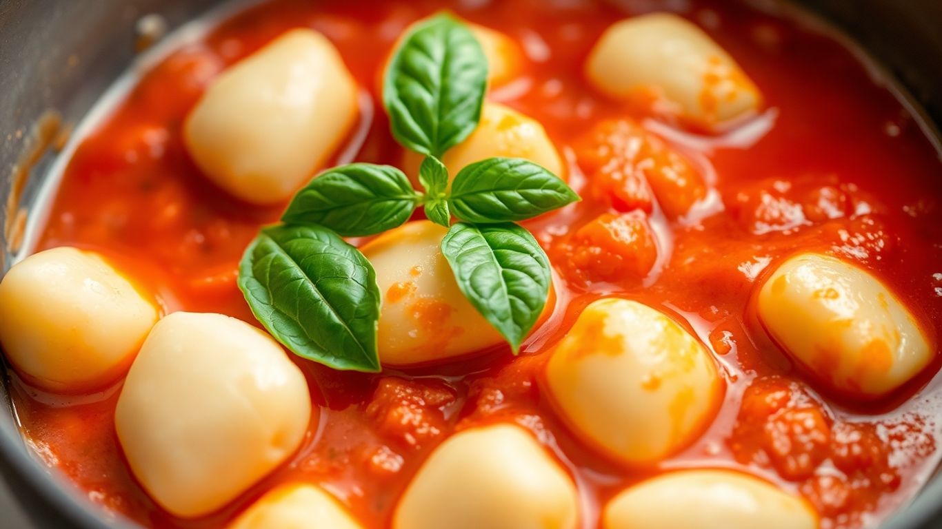 Gnocchi in tomato sauce with basil
