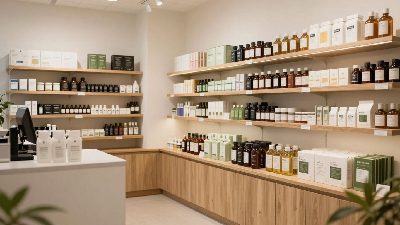 Gresham Oregon dispensary interior with cannabis products on shelves.