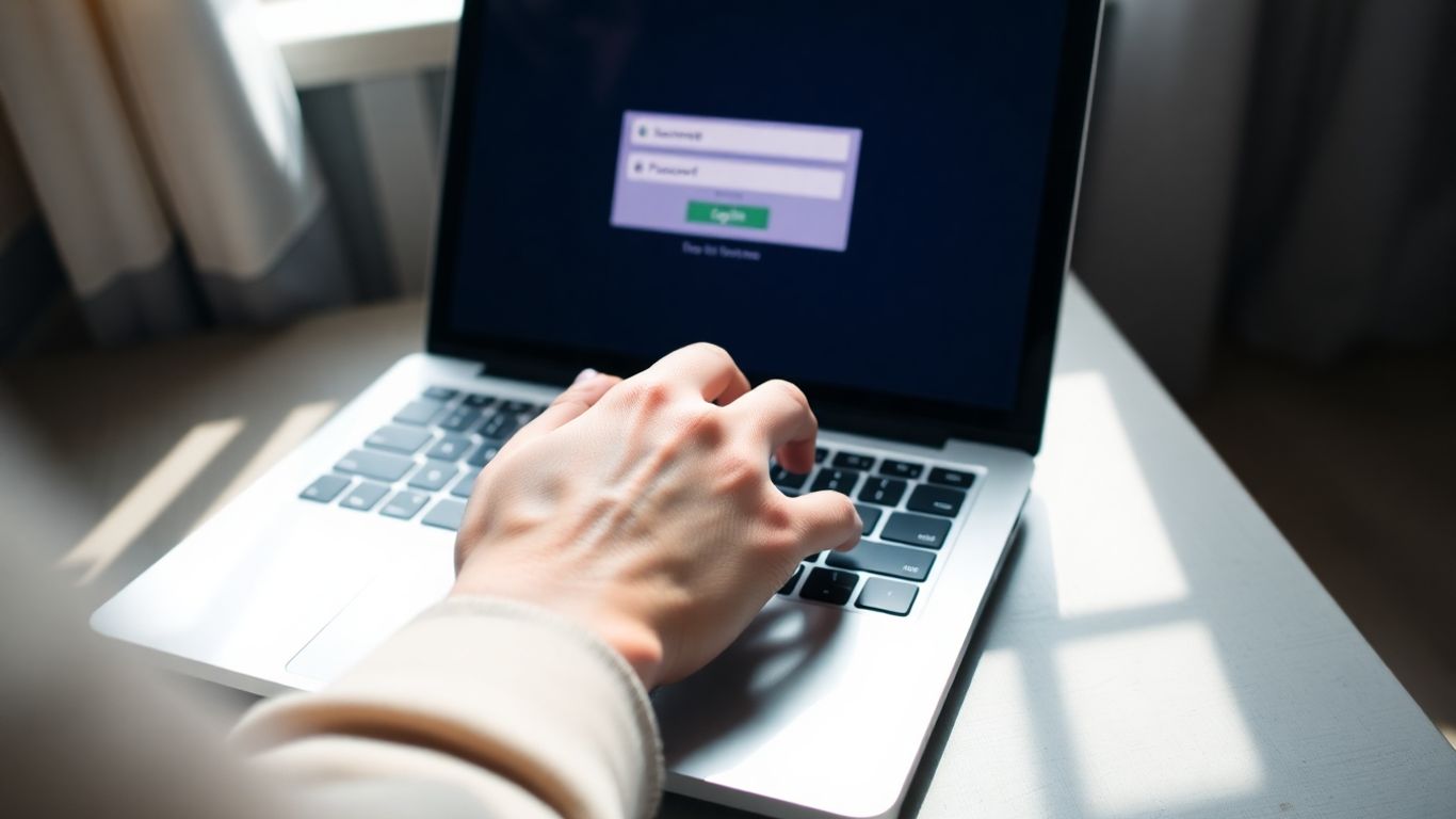 Person logging into IDP IELTS account on laptop.