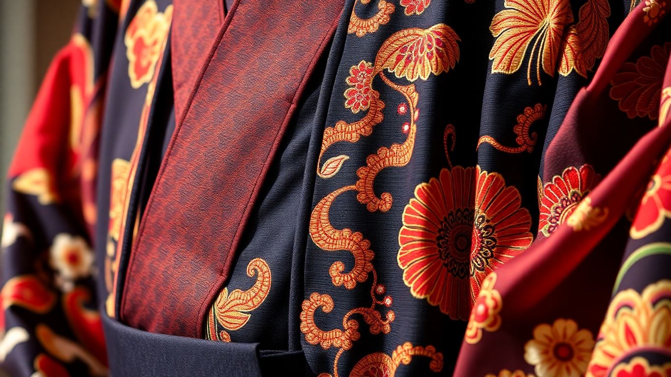 Traditional Japanese haori kimono with intricate patterns.