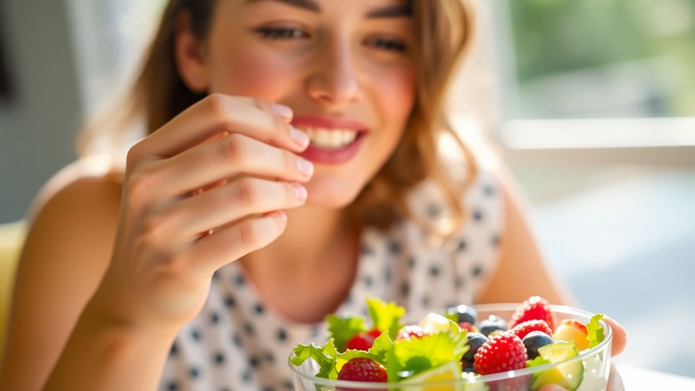 Person enjoying a healthy meal with fresh ingredients.