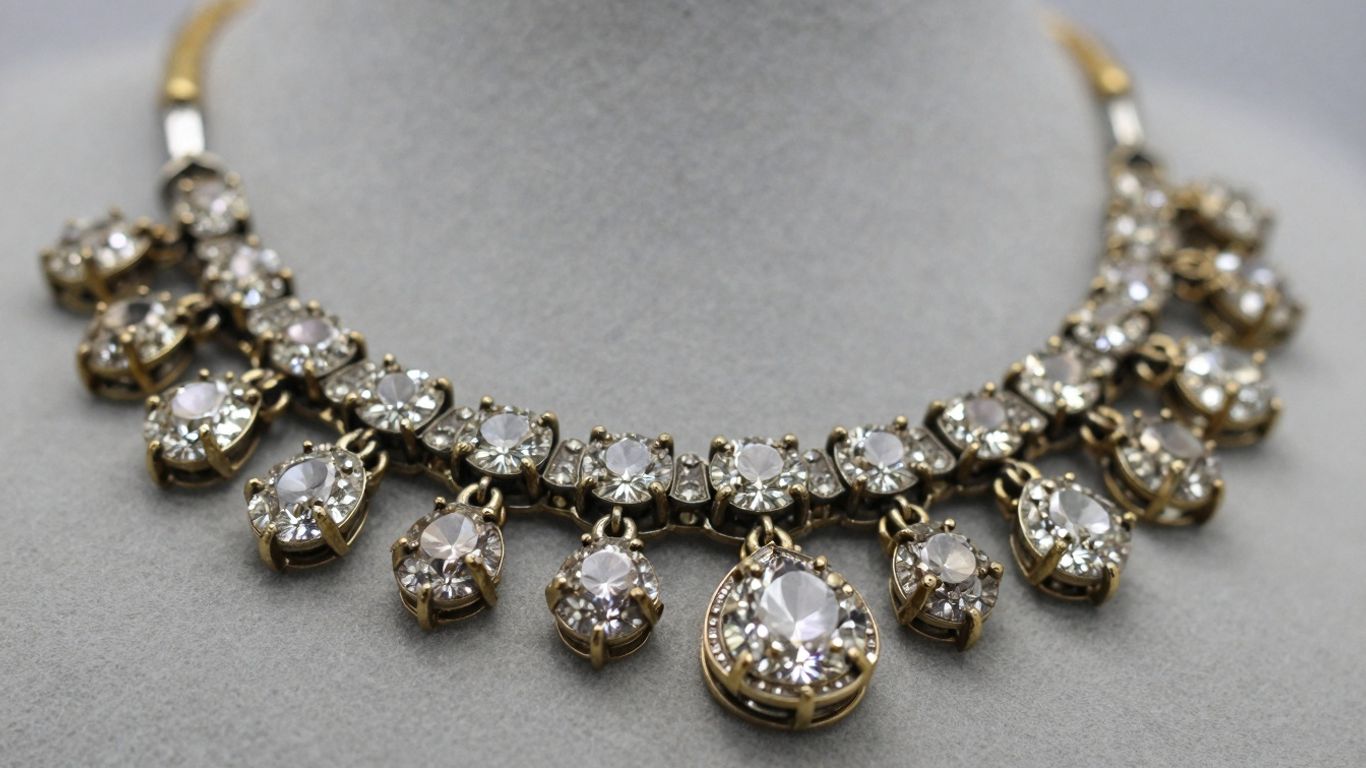 Elegant Polki necklace with uncut diamonds in antique gold.