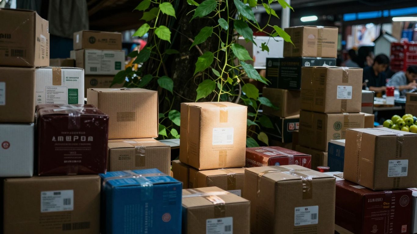 Amazon marketplace with many products and one highlighted.