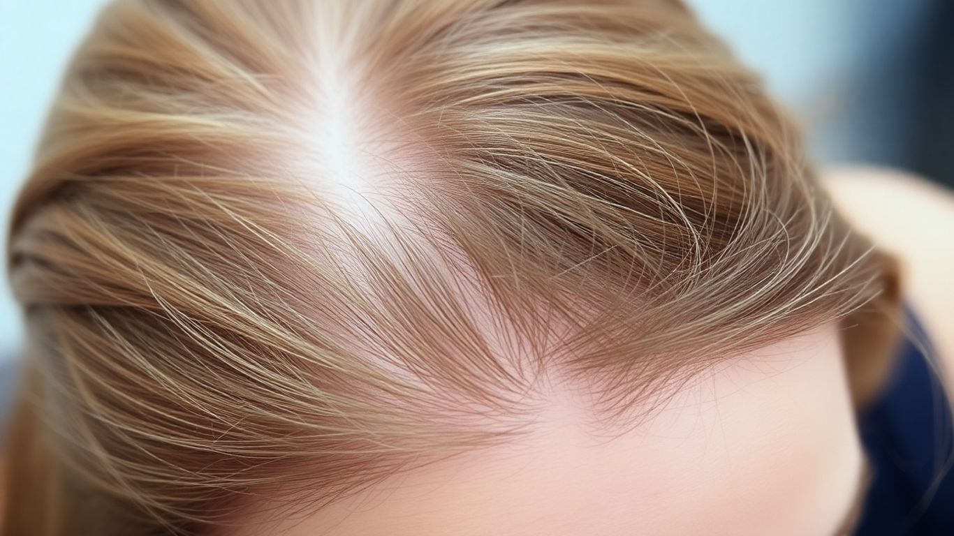 Woman's scalp with visible thinning hair