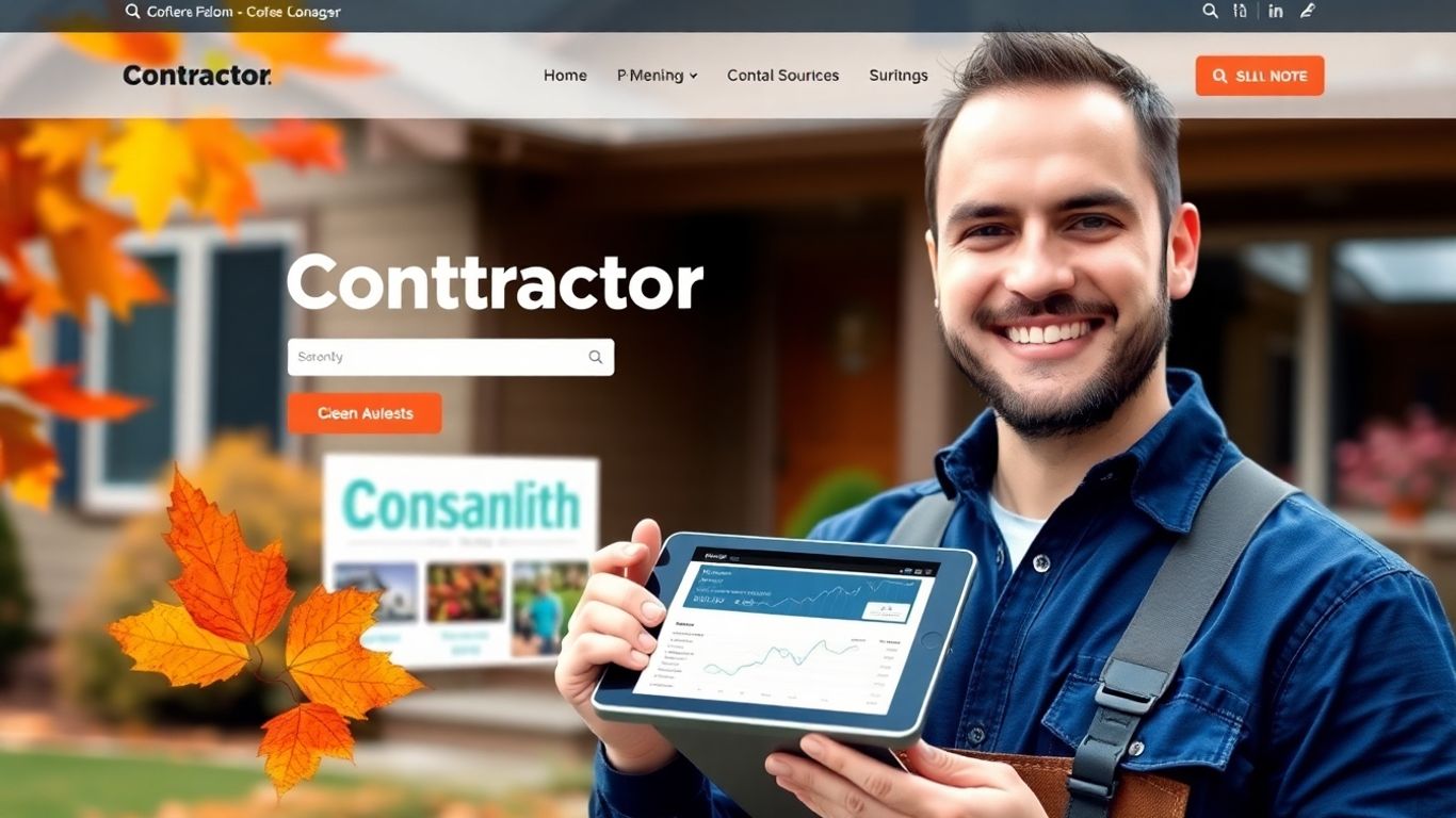 Contractor business website with fall SEO elements.