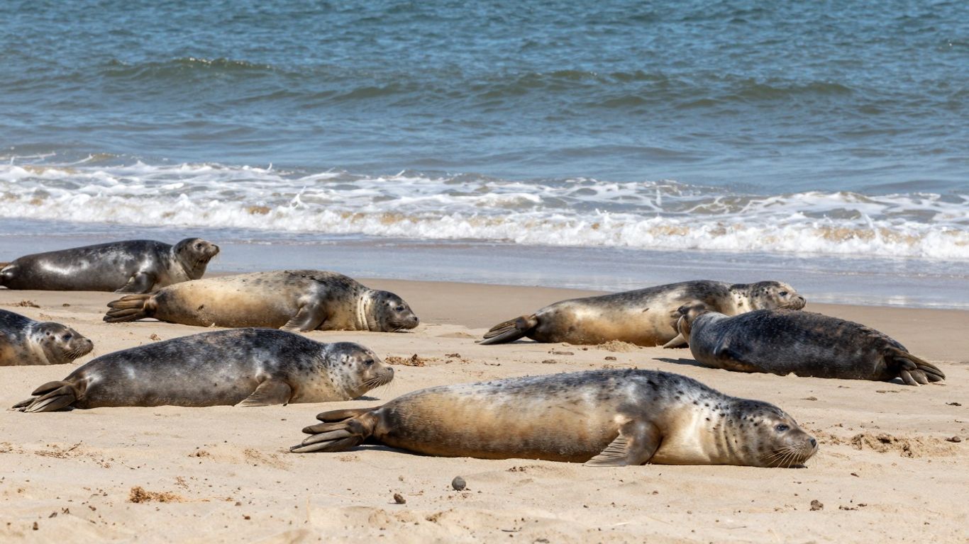 Zeehonden rustend op het strand van Scheveningen