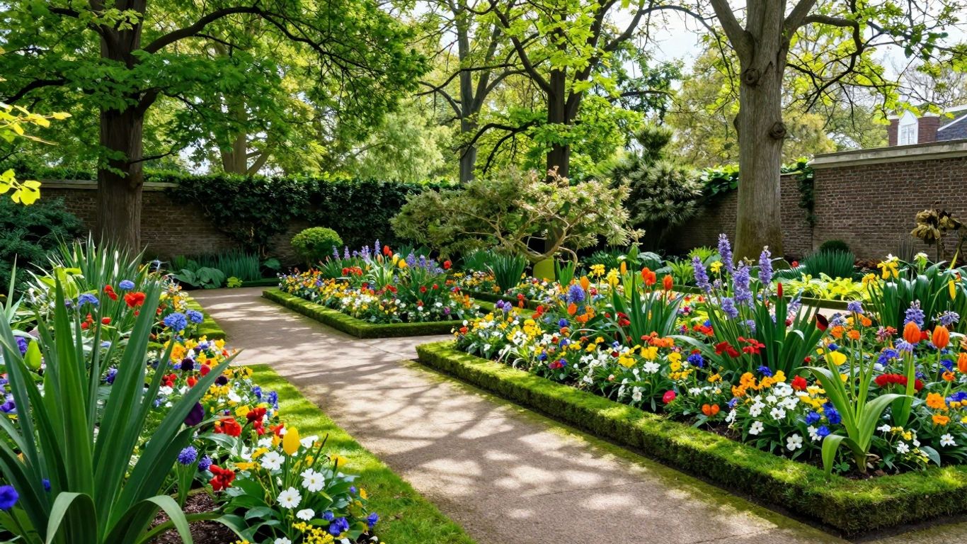 Mooie bloeiende tuin met historische elementen in Noord-Holland.