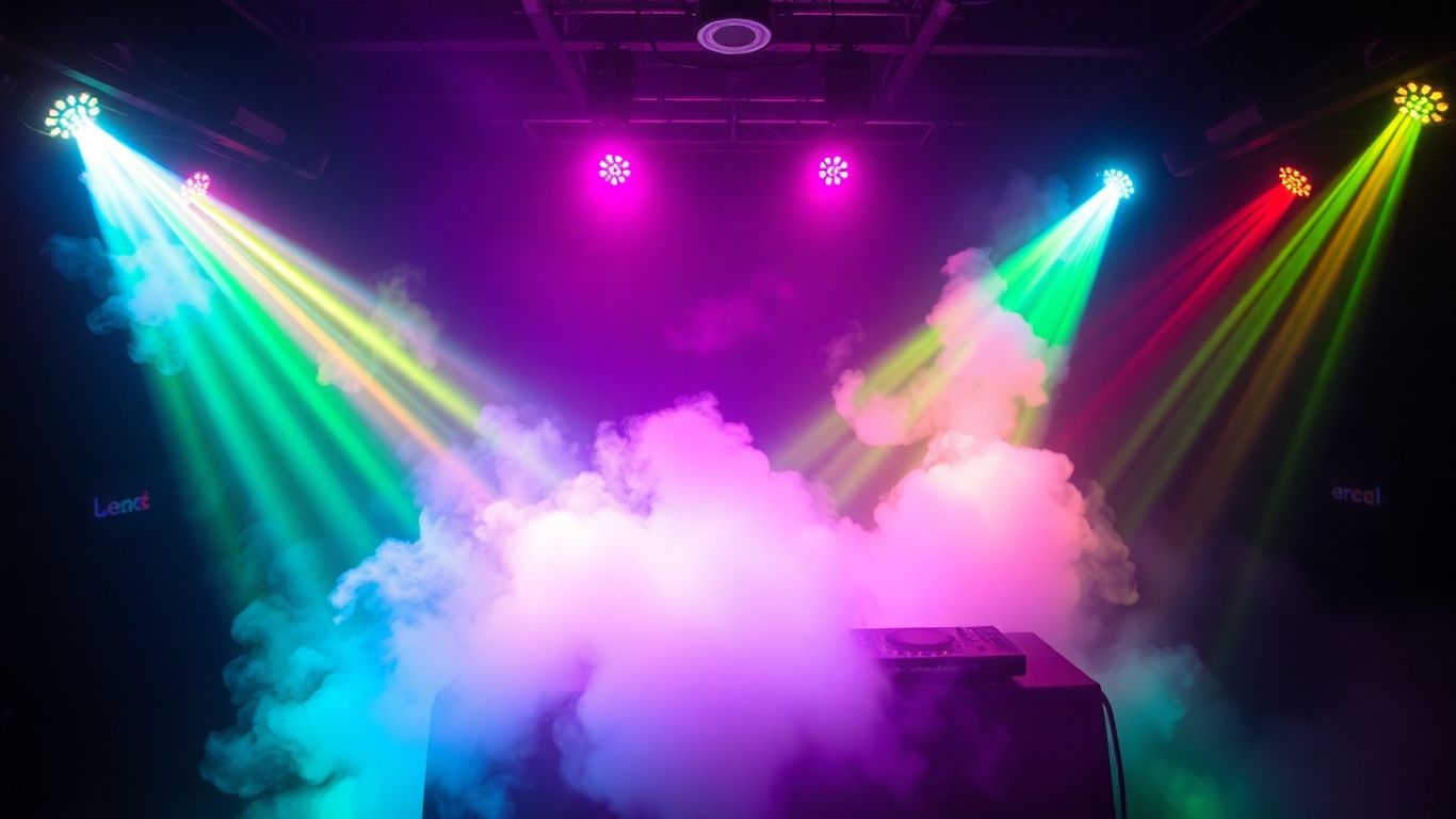 DJ dans une ambiance lumineuse et fumée
