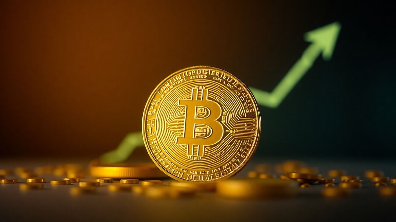 Digital currency coin with upward trend