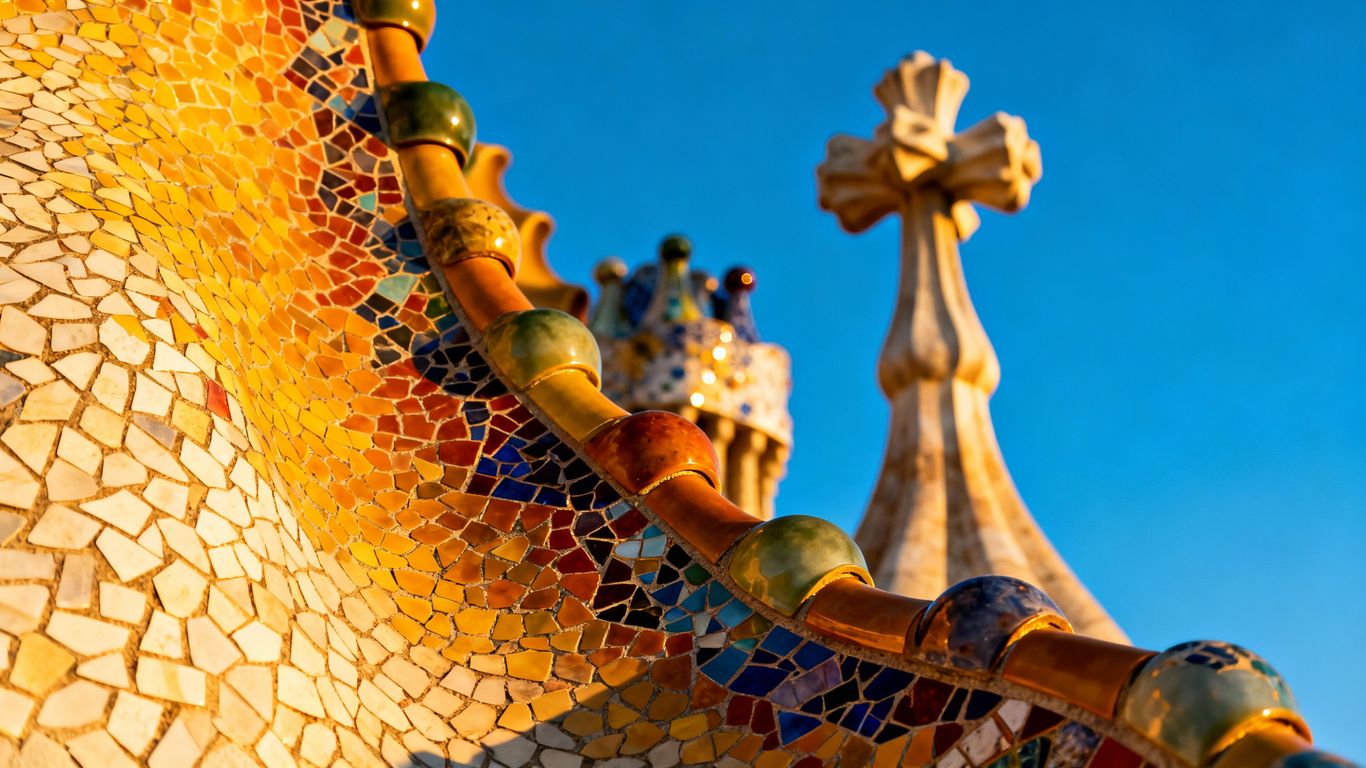 Gaudi's colorful, wavy architecture in Barcelona.