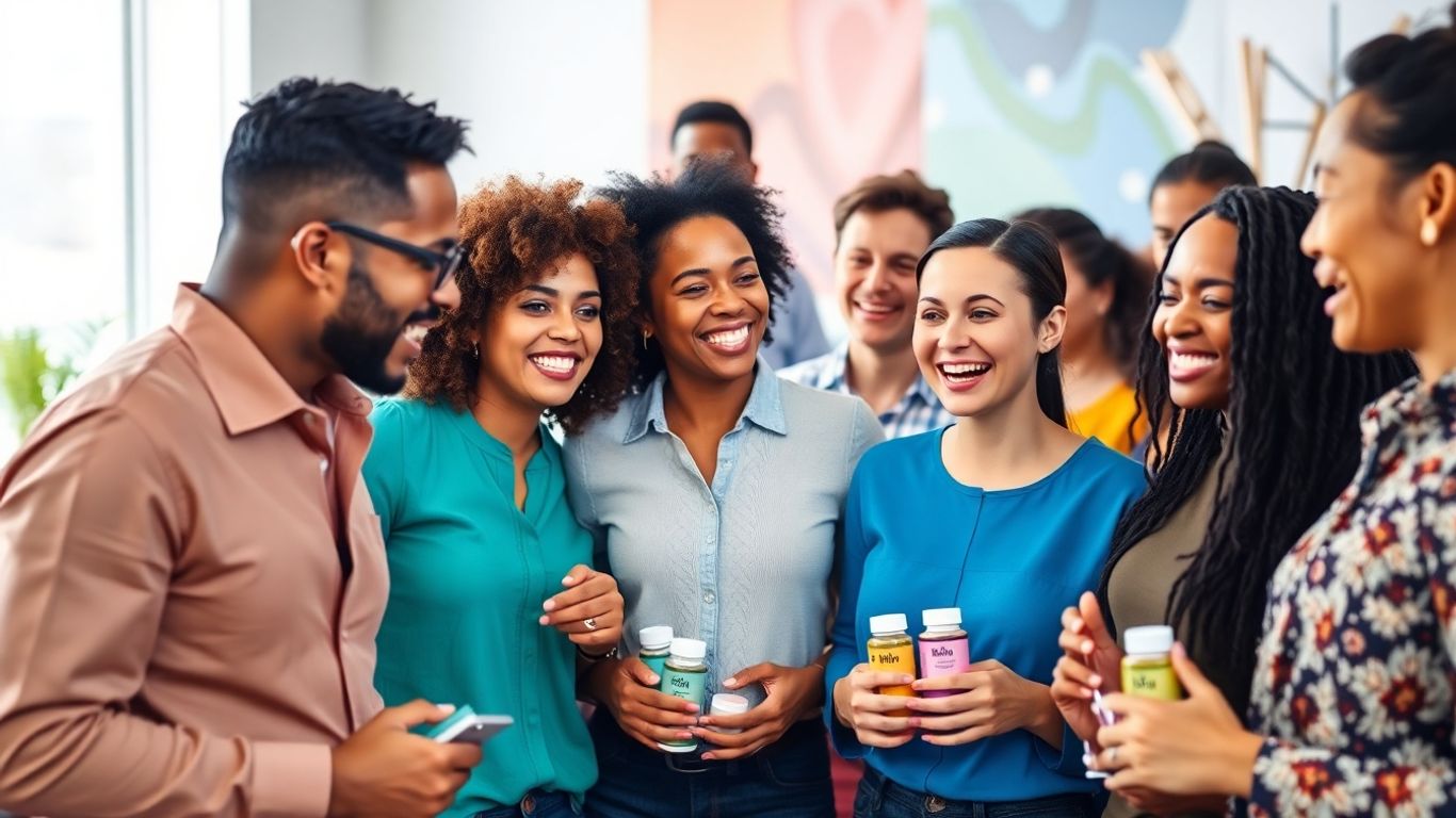 Bhip direct selling presentation with smiling people and products.