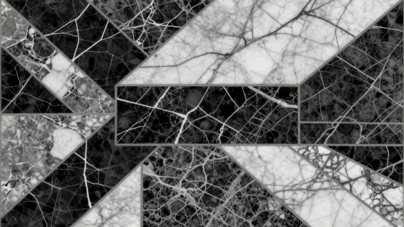 Boceto de baldosas de mosaico de mármol en blanco y negro