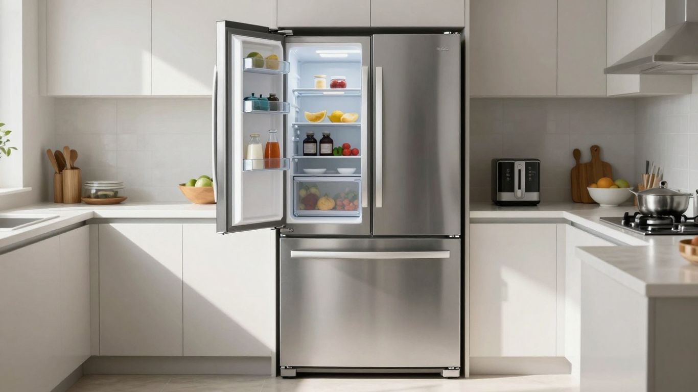 Spacious stainless steel refrigerator in a modern kitchen.