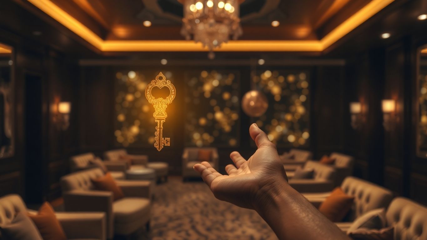 Golden key unlocking exclusive VIP rewards and loyalty perks.