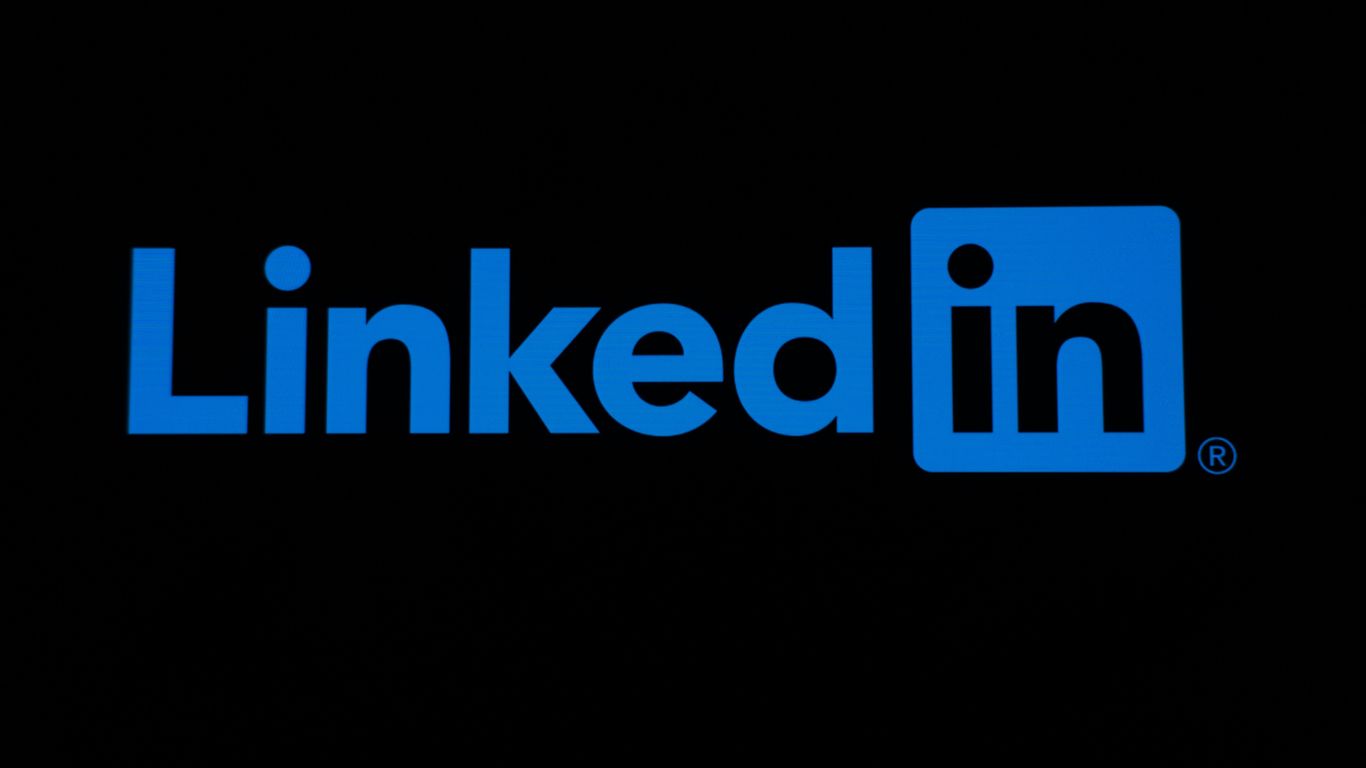 Linkedin logo on a black background