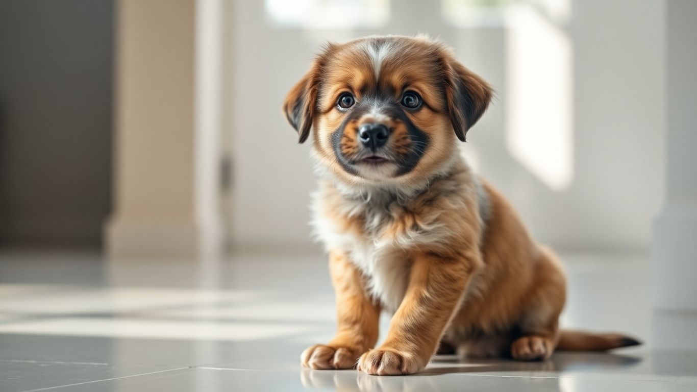 Puppy sitting attentively, ready for training.