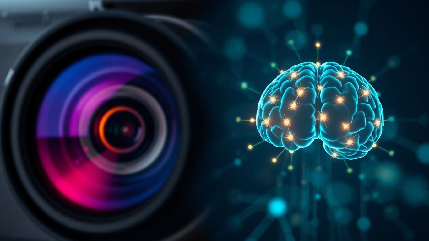 Camera lens versus AI brain graphic for autofocus.