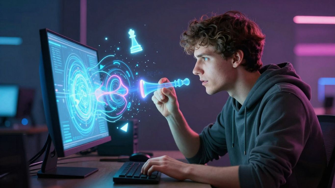 PC gamer focused on strategic game on screen.