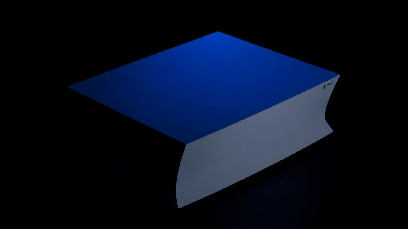 Console PS6 futuriste avec éclairage bleu