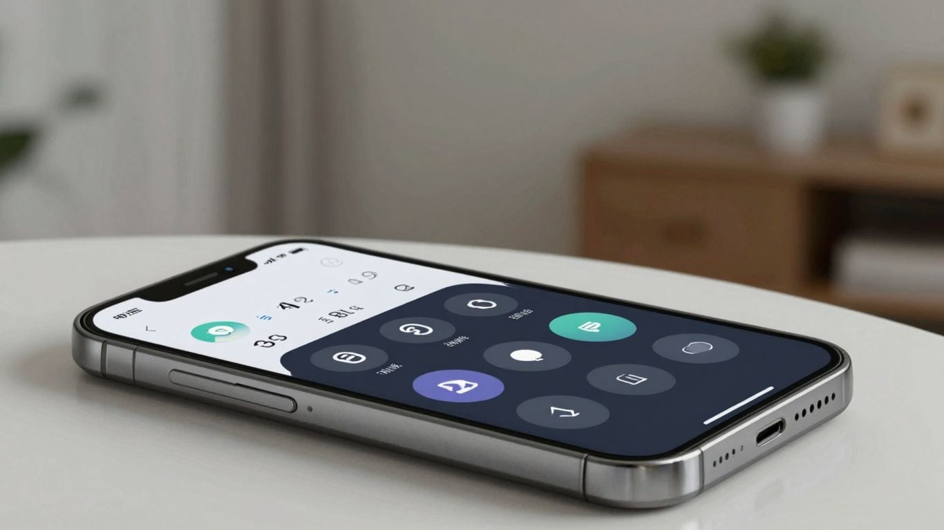 Smartphone mit Klimaanlagen-App auf einem Tisch