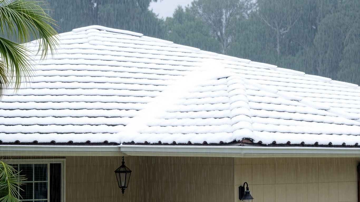 Florida roof with snow and rain.
