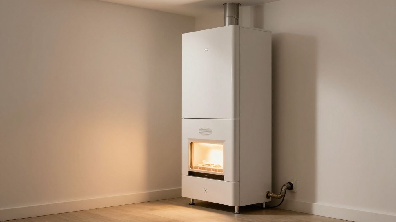 Modern furnace unit in a home basement.