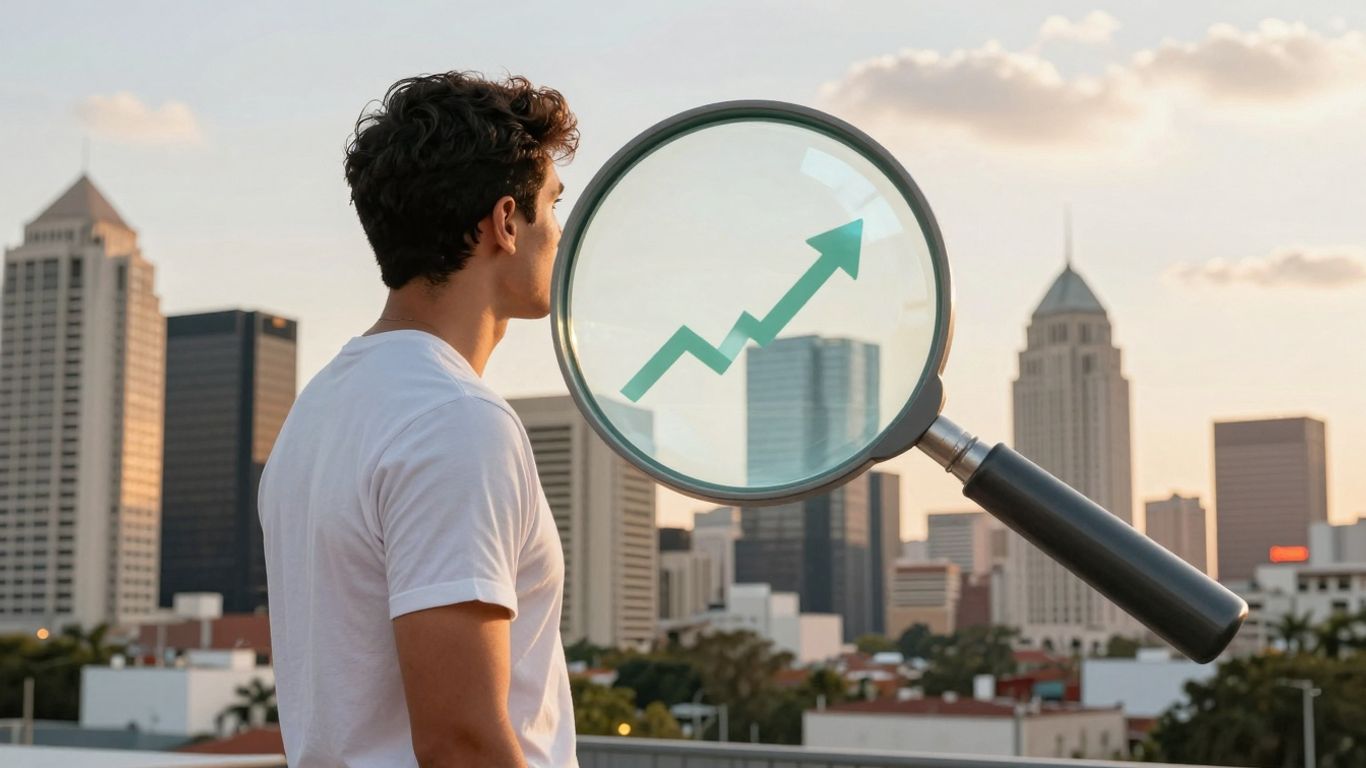 San Antonio skyline with magnifying glass