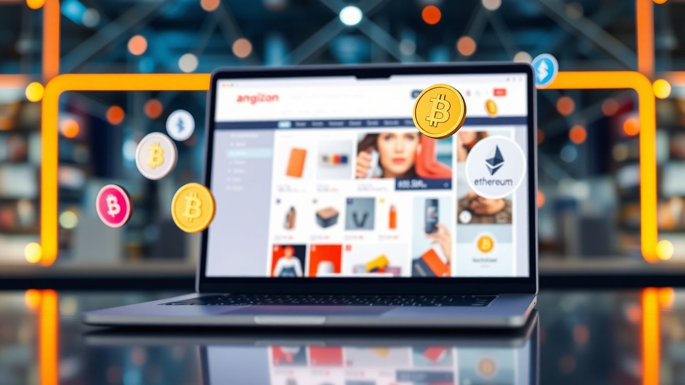 E-commerce and cryptocurrency integration concept.