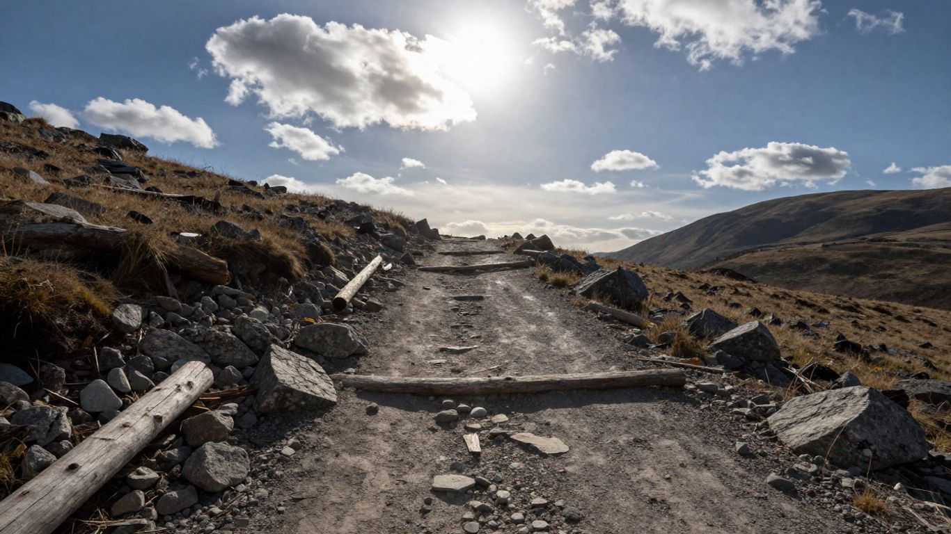 Challenge as a policy instrument. Path with obstacles leading to a bright horizon.