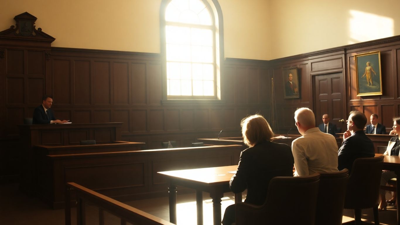 Courtroom during a public notice hearing for a liquor licence.
